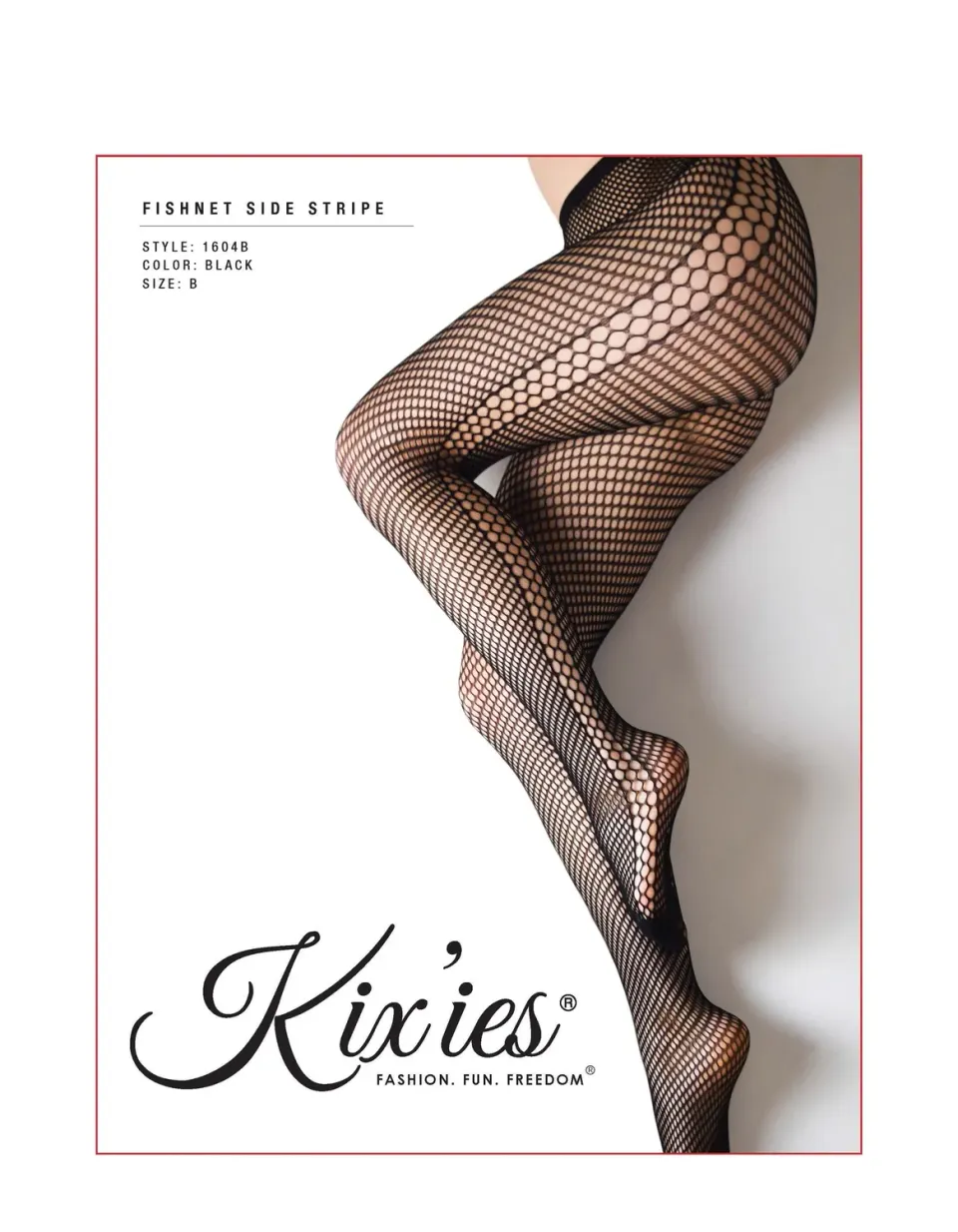 Kix'ies Fishnet Side Stripe netstrømpebukser sort