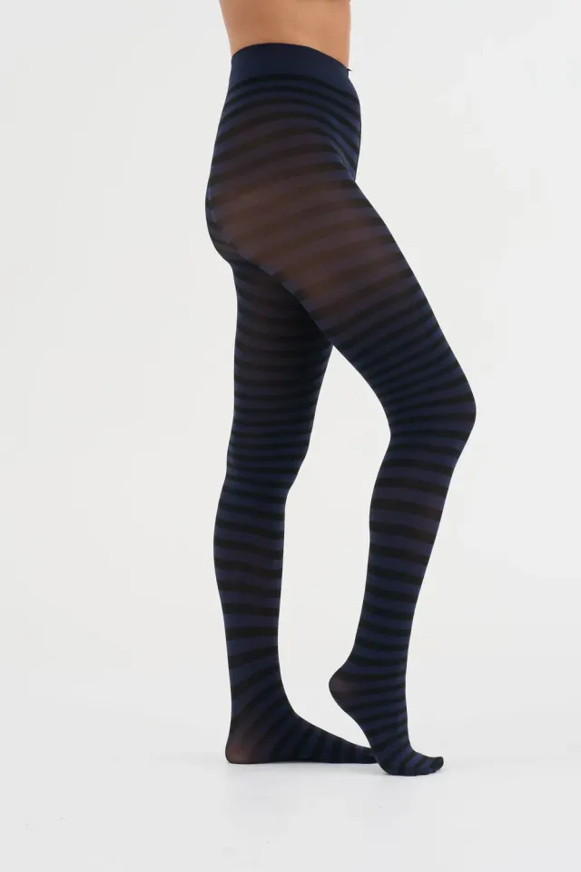 Moi Frida stripe strømpebukser navy str. 1-2