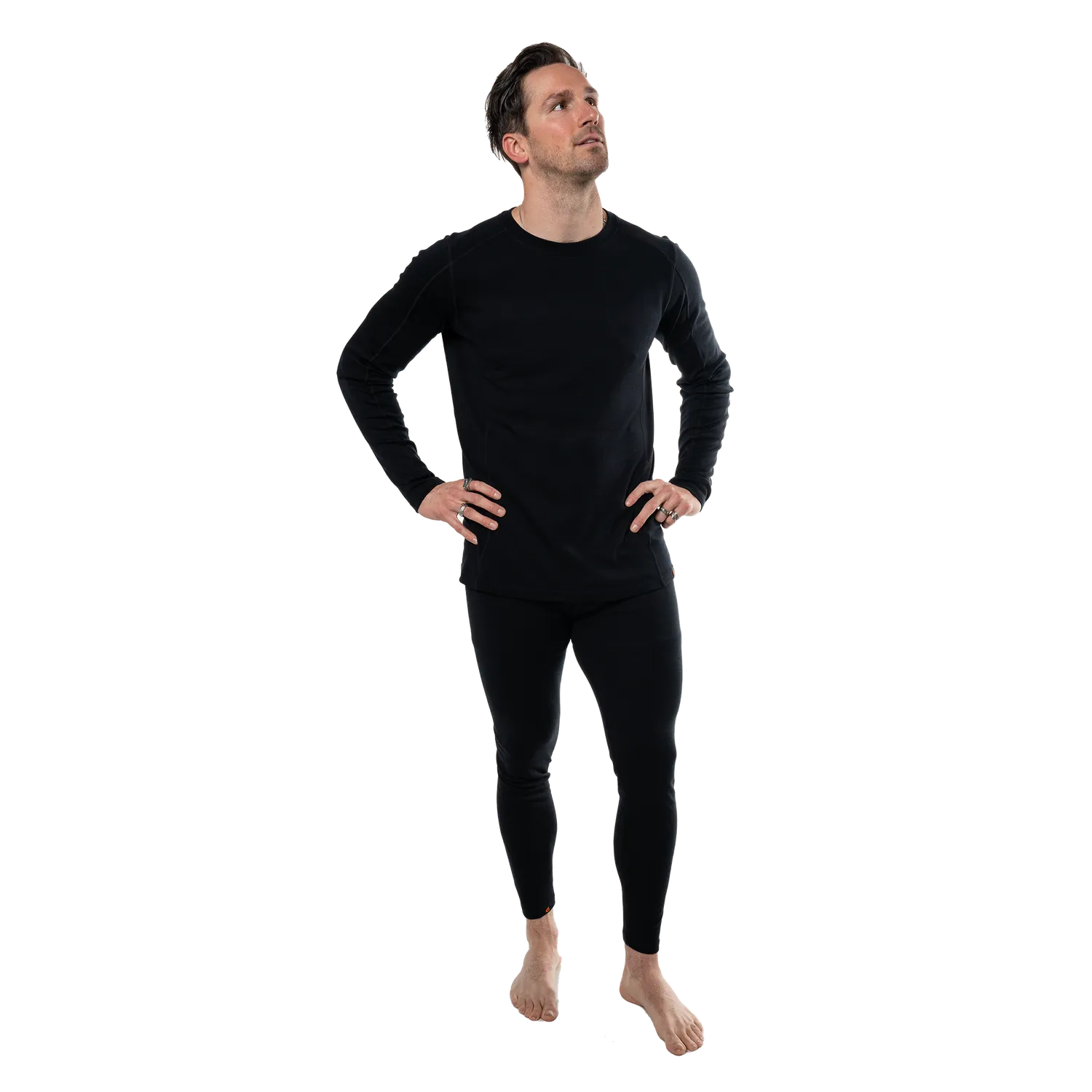 Point6 Men's Base Layer Long Sleeve Mid-Weight Crew uldtrøje sort