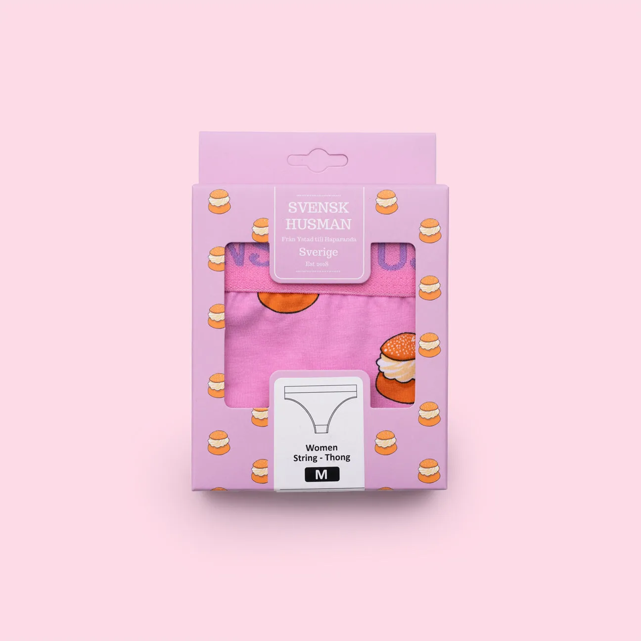 Svensk Husman Semla stringtrusser pink bomuld S-XXL