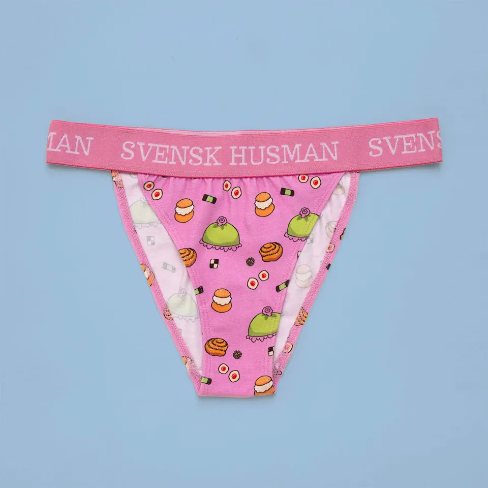 Svensk Husman FIKA Tanga g-streng lyserød bomuld