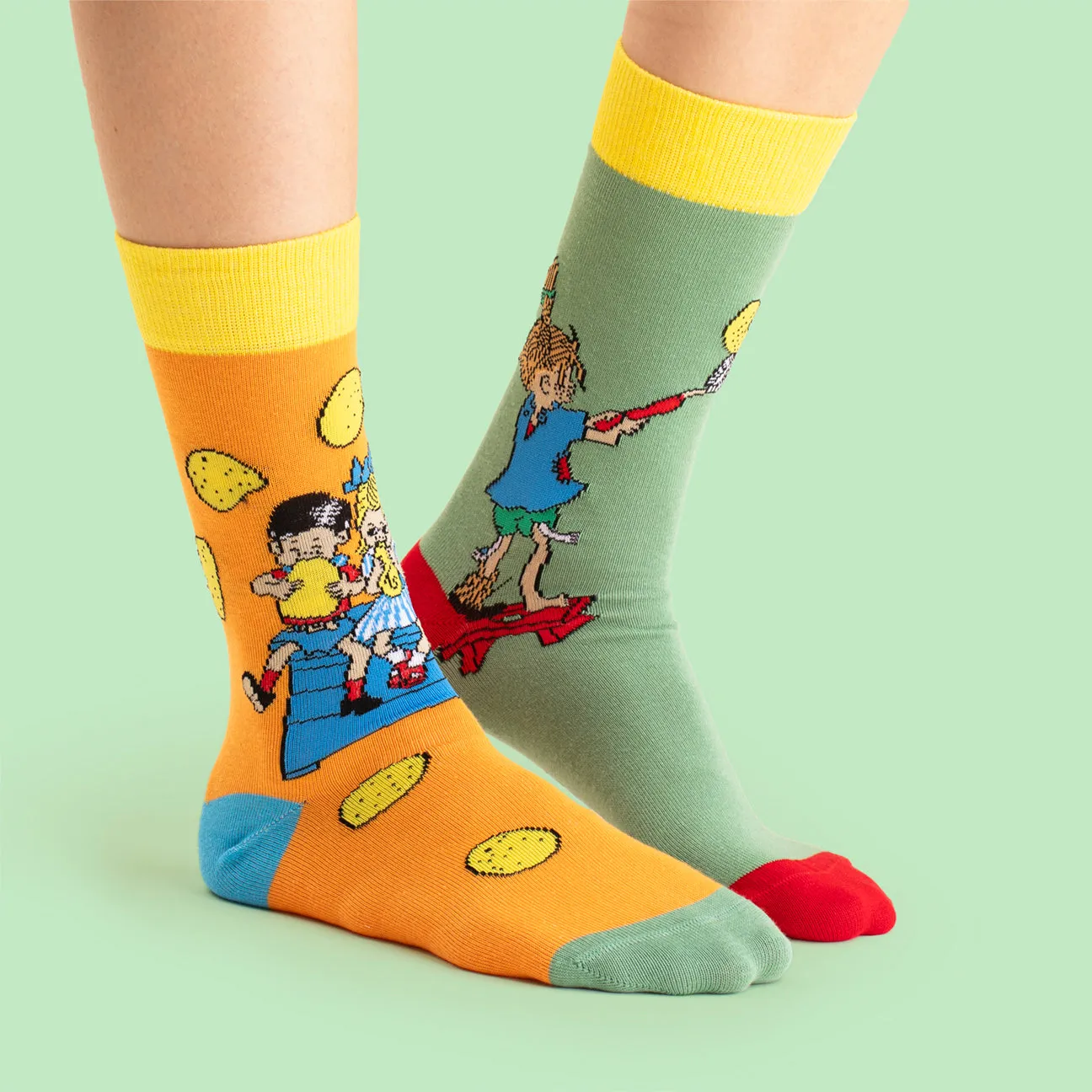 Svensk Husman Pippi Pandekager sokker bomuld unisex
