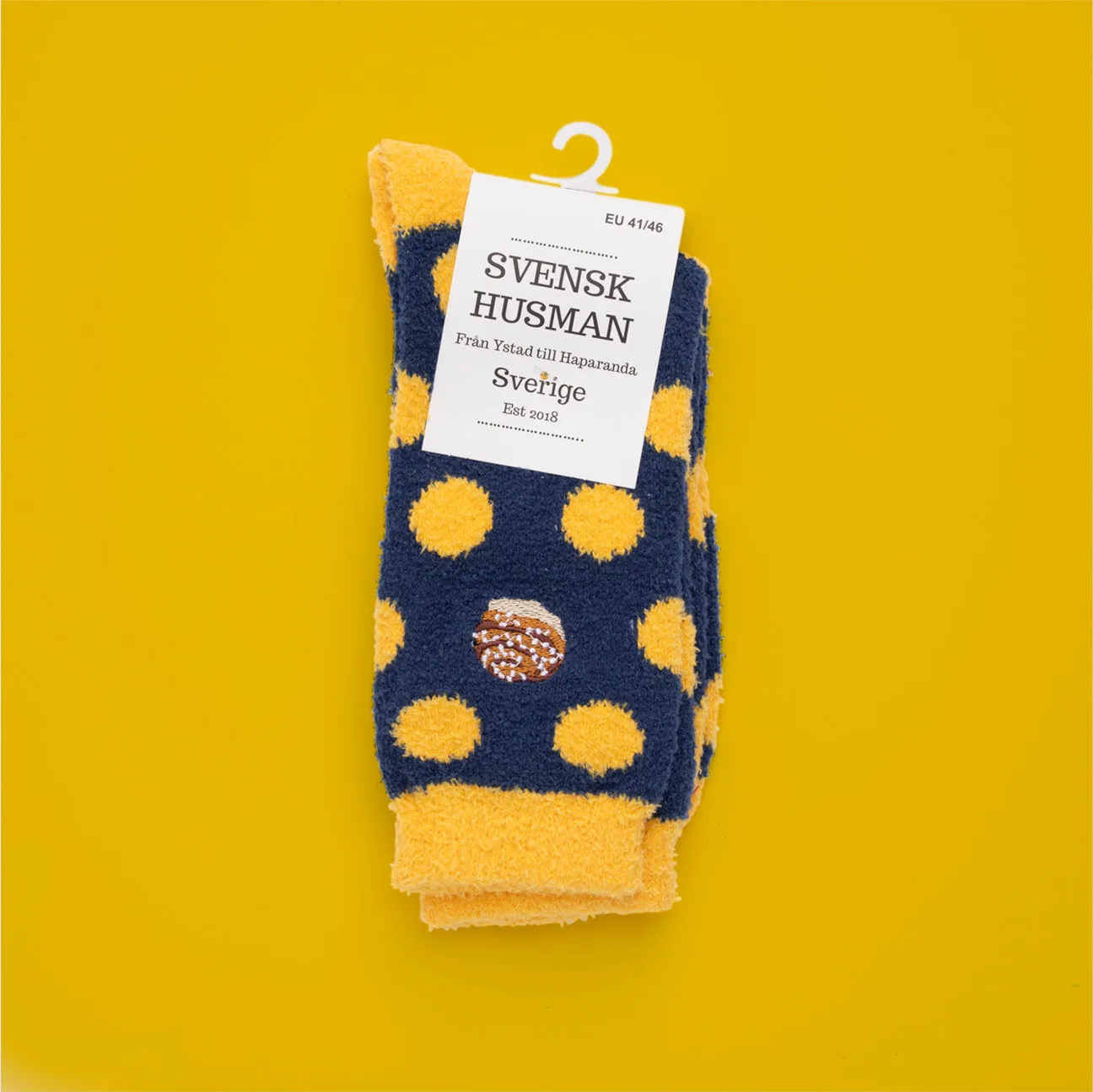 Svensk Husman Kanelbolle fluffy sokker hyggesokker polyester