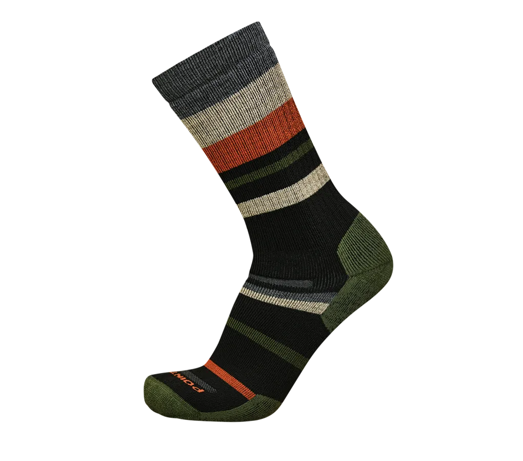 Point6 Mixed Stripe Medium Crew vandrestrømper dark navy