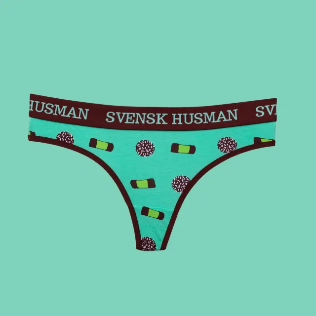 Svensk Husman Støvsuger-Choklaboll stringtrusser turkis bomuld