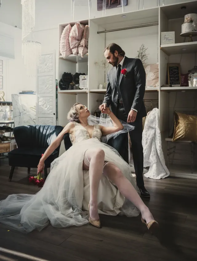 Kix'ies Bridal Ashley lårstrømper hvid sheer