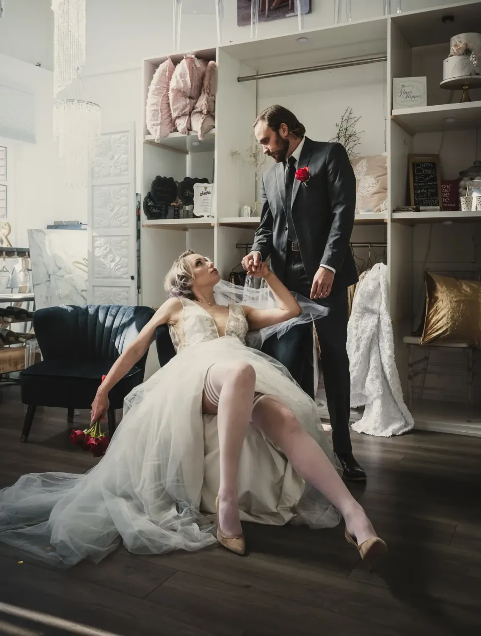 Kix'ies Bridal Ashley lårstrømper hvid sheer