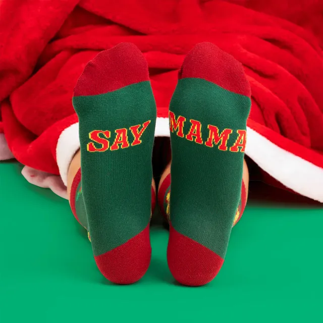 Svensk Husman SIG MAMA julestrømper rød-grøn bomuld