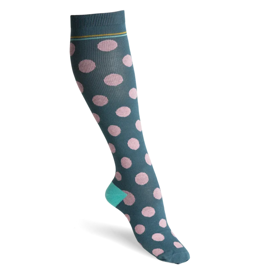 Funq Wear Dots støttestrømper blå knæhøj bomuld
