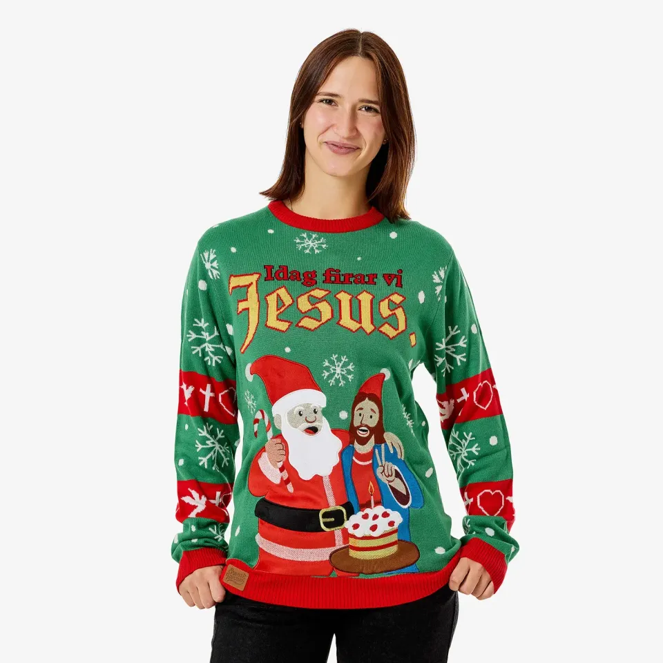 Svensk Husman Jesus juletrøje damer M akryl