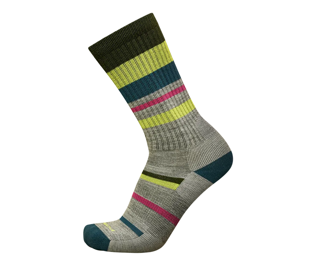 Point6 Mixed Stripe Light Crew strømper M stribet