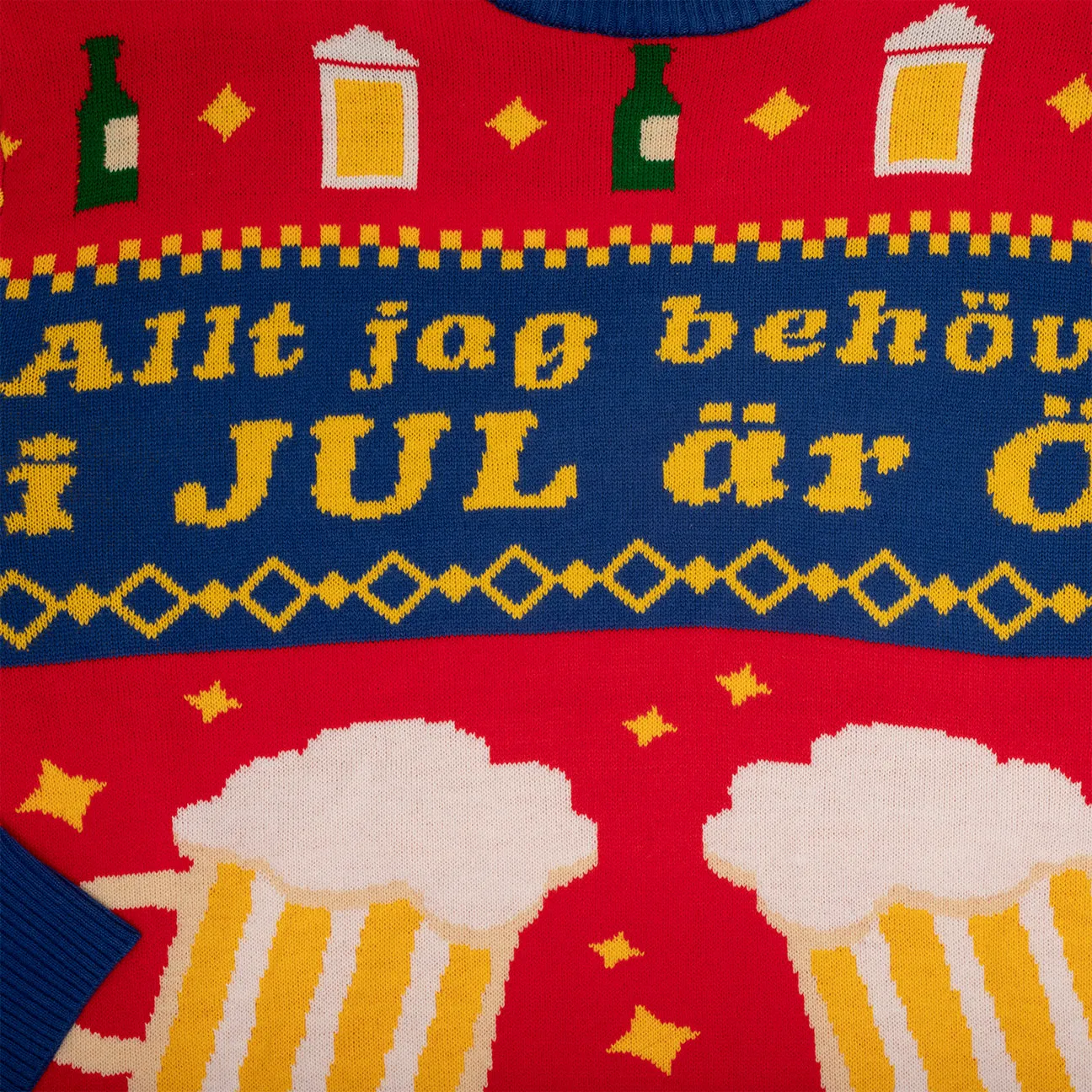 Svensk Husman Julöl juletrøje dame rød akryl M