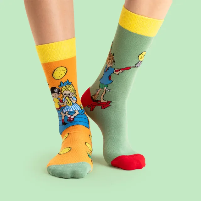 Svensk Husman Pippi Pandekager sokker bomuld unisex