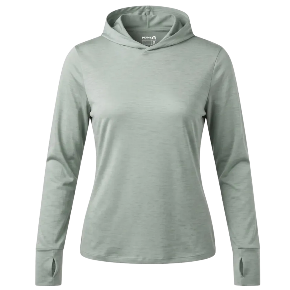 Point6 Merino Tencel Hoodie hættetrøje dame frosty green UPF45