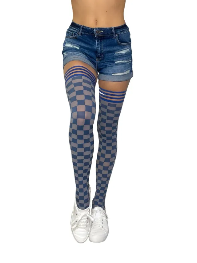KIX'IES Game Day stay-ups navy grey