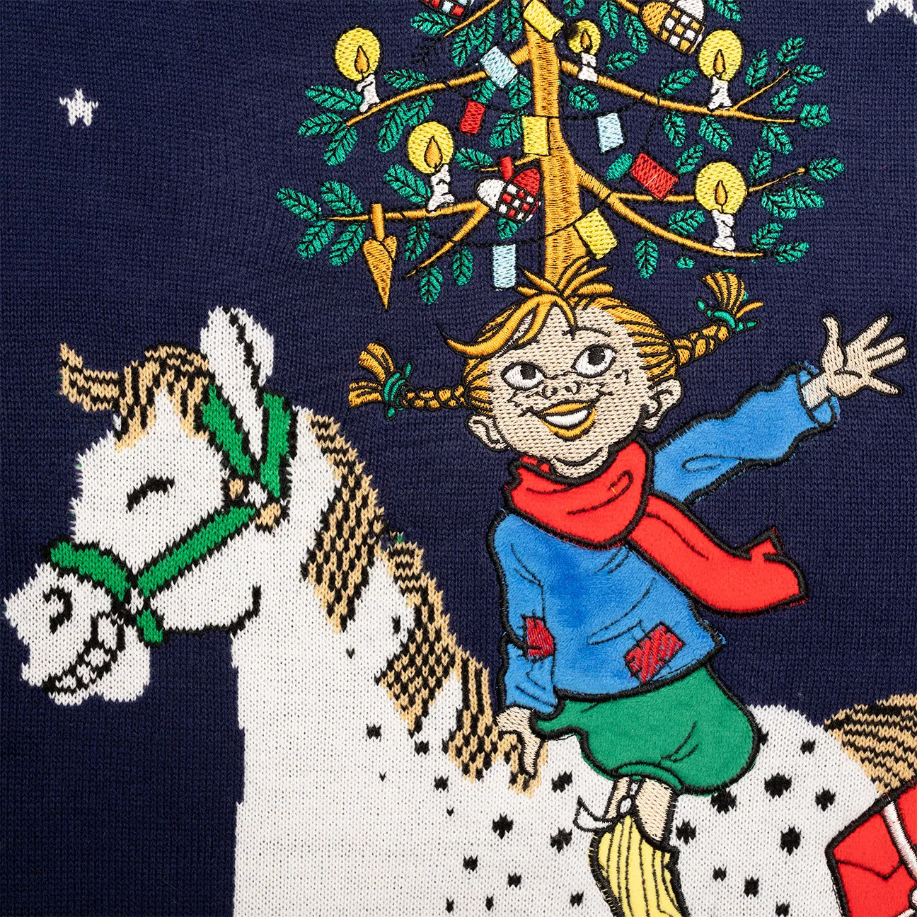 Svensk Husman Pippi Redder Julen juletrøje dame
