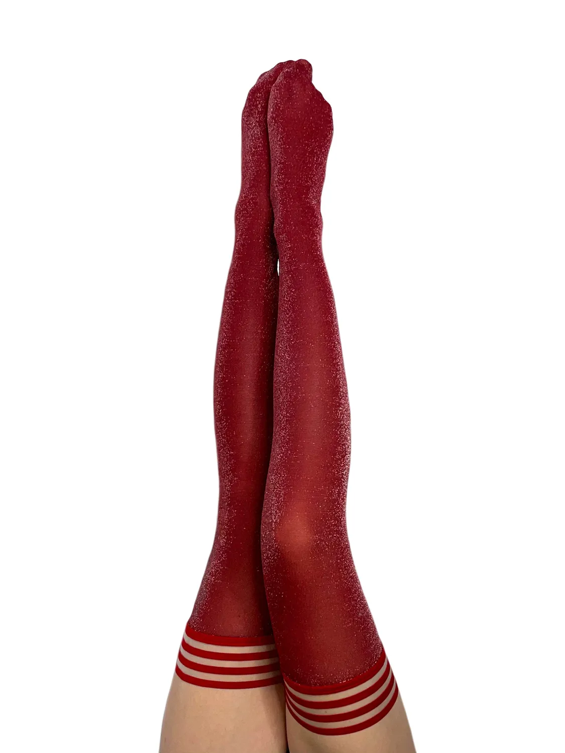 Kix'ies Holly Shimmer Cranberry lårstrømper rød glimmer