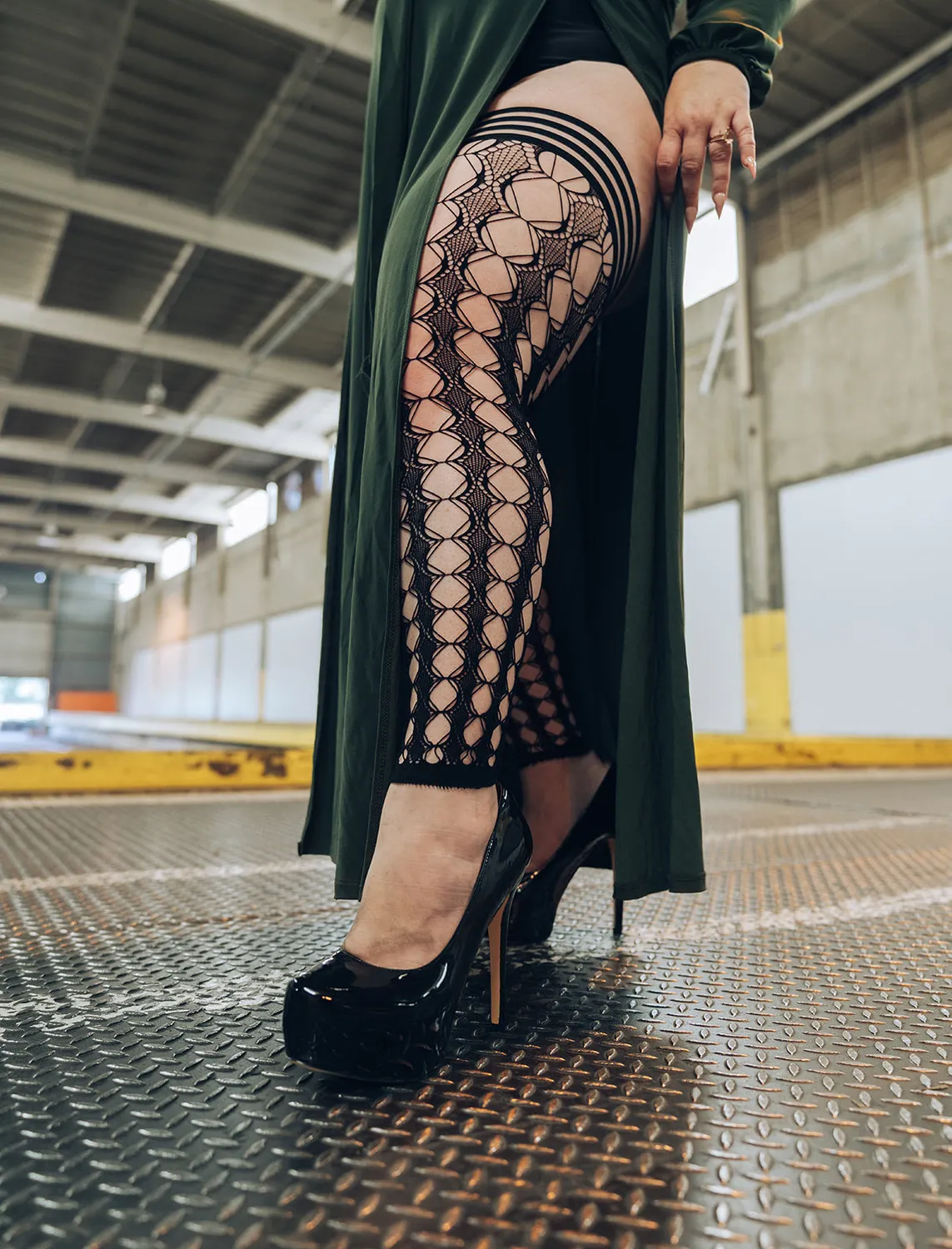 Kix'ies Jo selvsiddende strømper 1 par sort fishnet uden fod