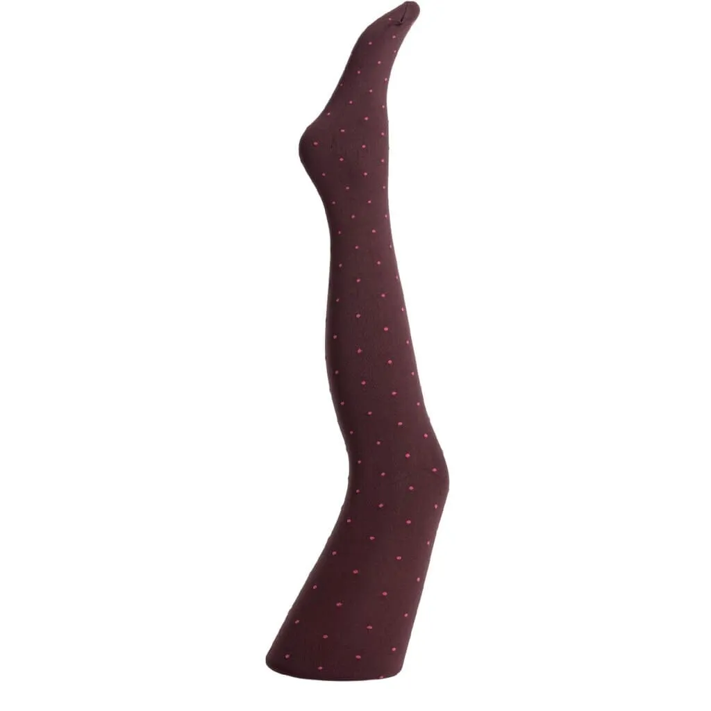 Moi Agnes pink dot strømpebukser aubergine 80 denier