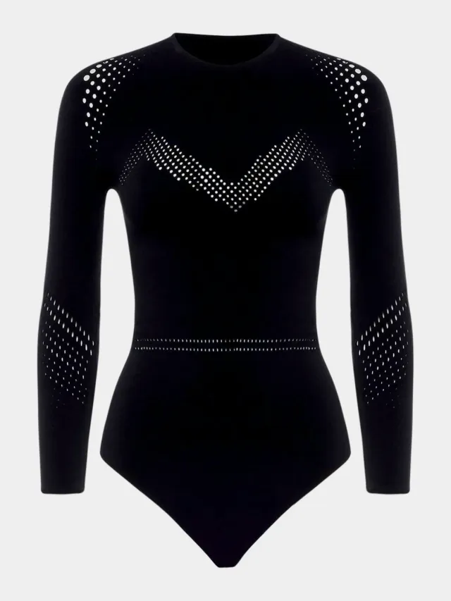 Fogal Wanda Bodysuit sort body lange ærmer