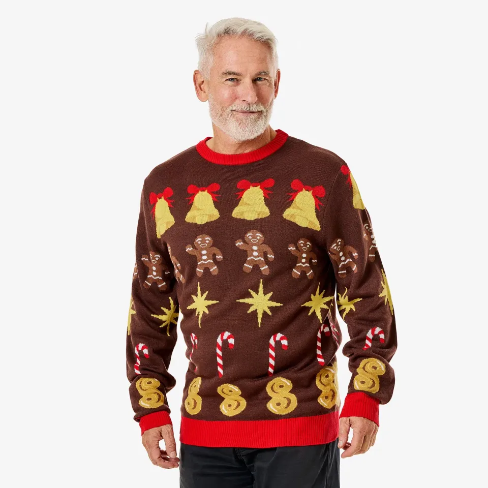 Svensk Husman Klassisk Brun juletrøje herre akryl XS-XXL