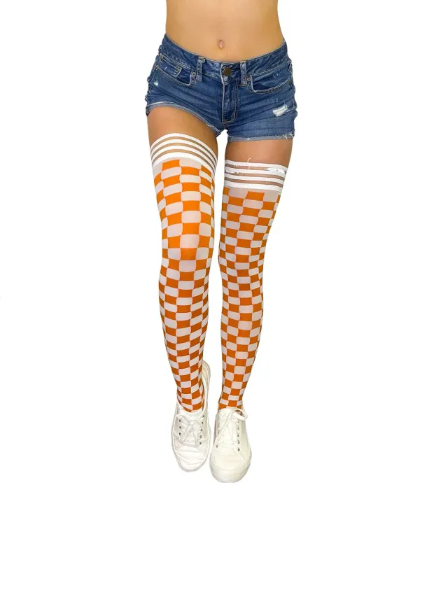 Kix'ies Game Day selvsiddende strømper 1 par orange-hvide