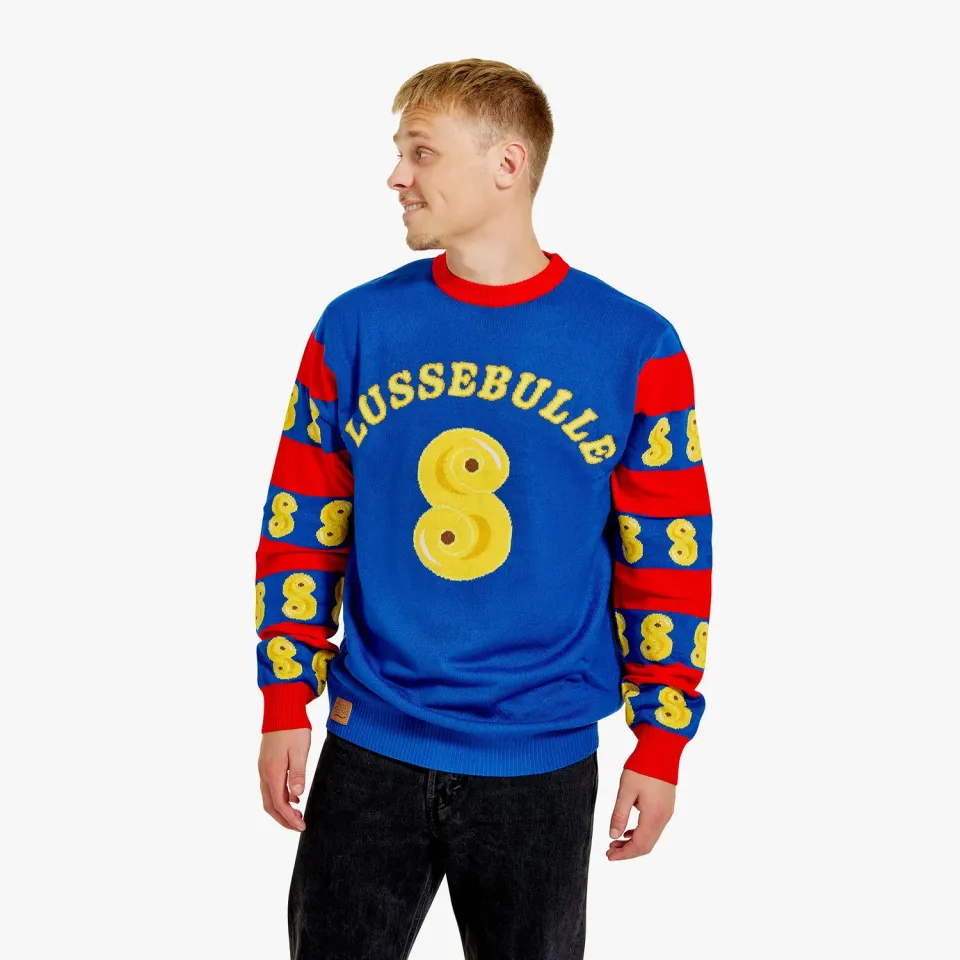 Svensk Husman Lussebulle julesweater herrer rød