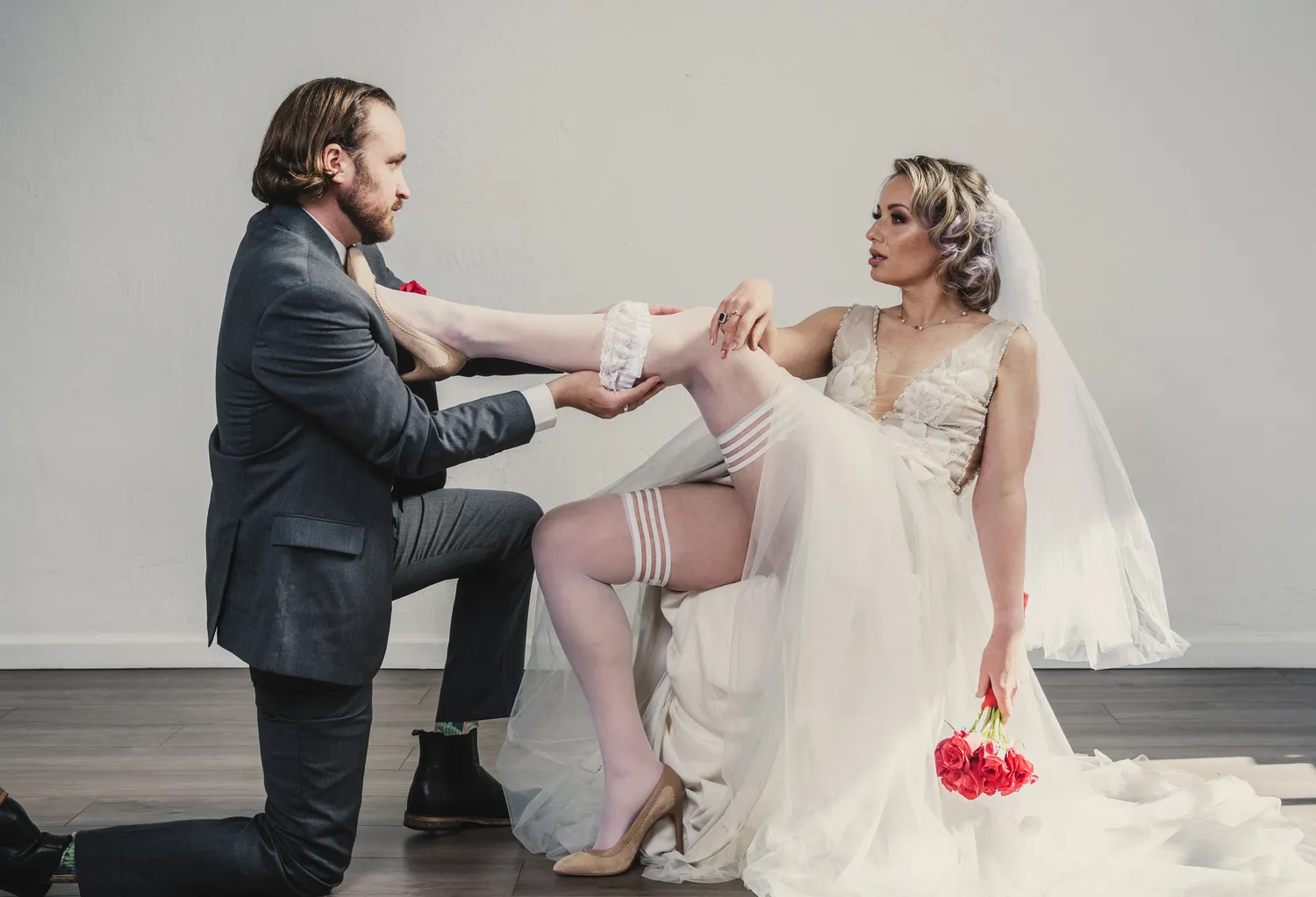 Kix'ies Bridal Ashley lårstrømper hvid sheer