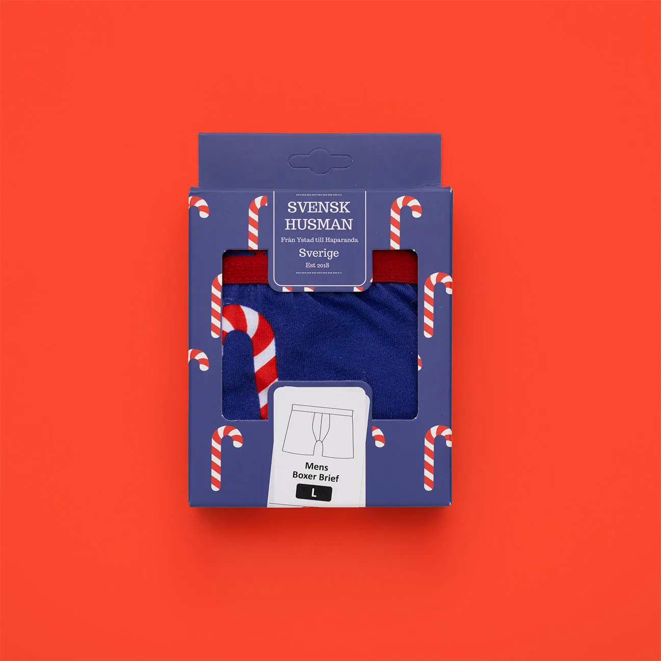Svensk Husman Polkagris boxershorts S bomuld