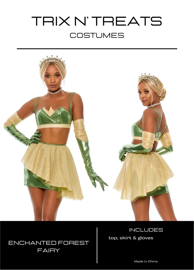 Kix'ies Enchanted Forest Fairy kostume grøn-guld