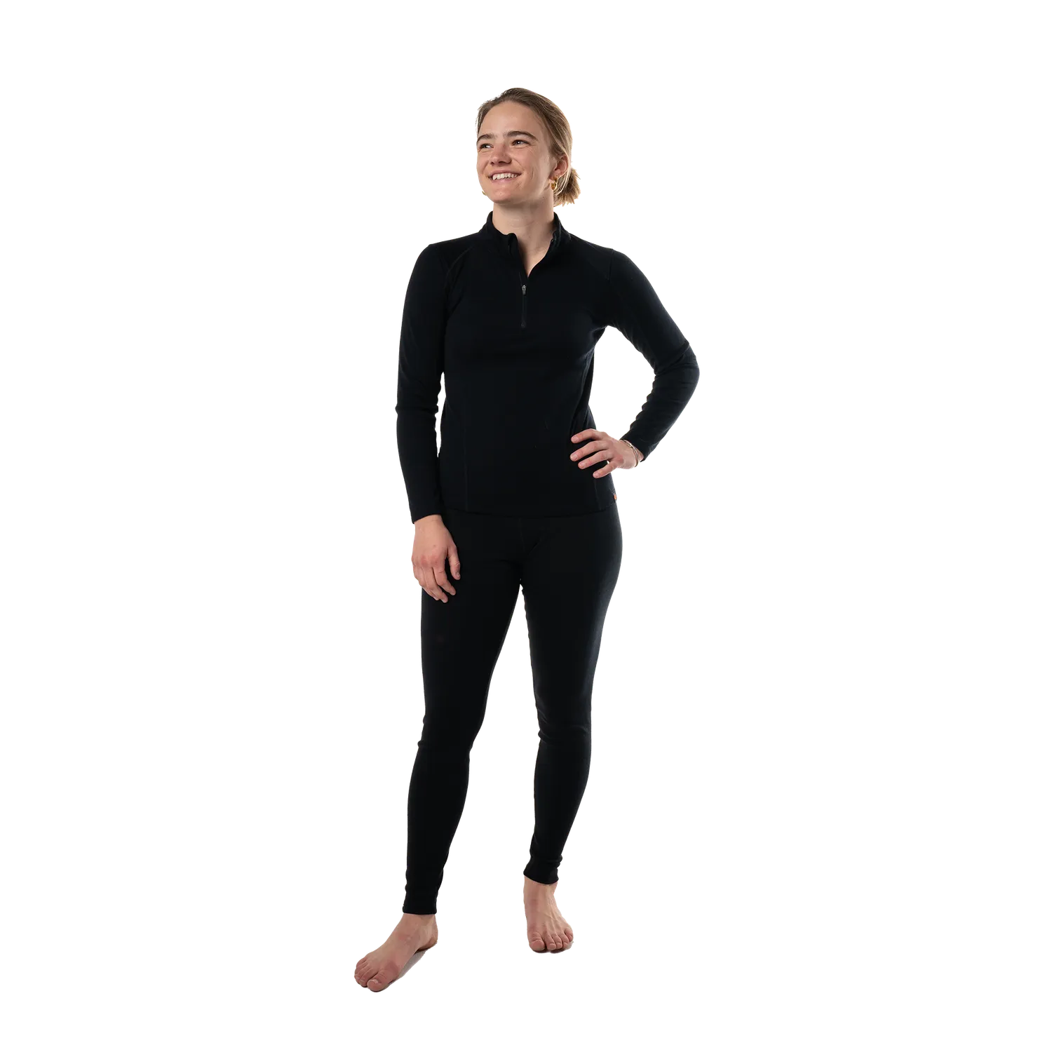 Point6 Base Layer Mid-Weight 1/4 Zip undertrøje sort merino