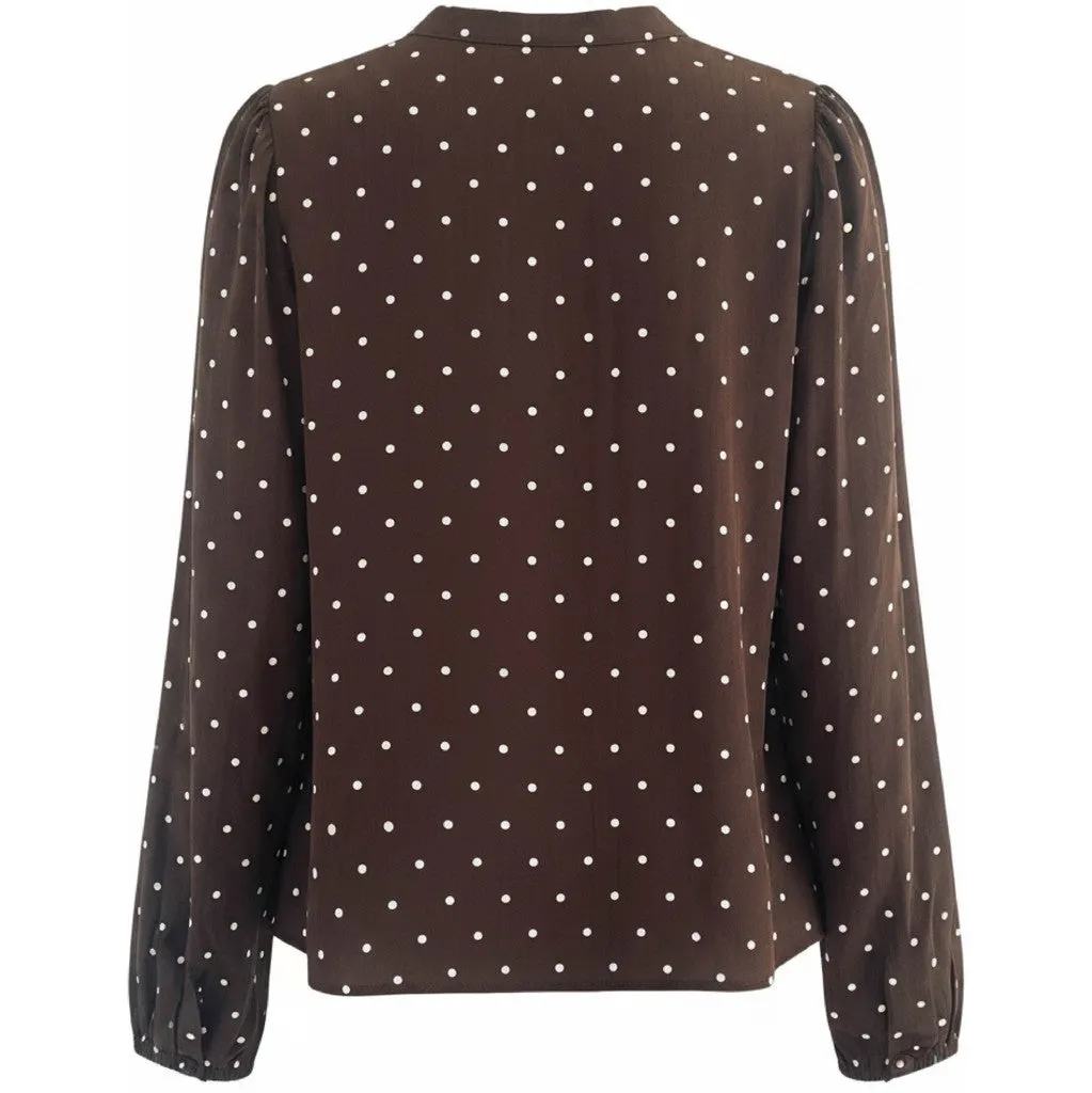 Moi Oslo bluse mørkebrun prikket XS/S-L/XL