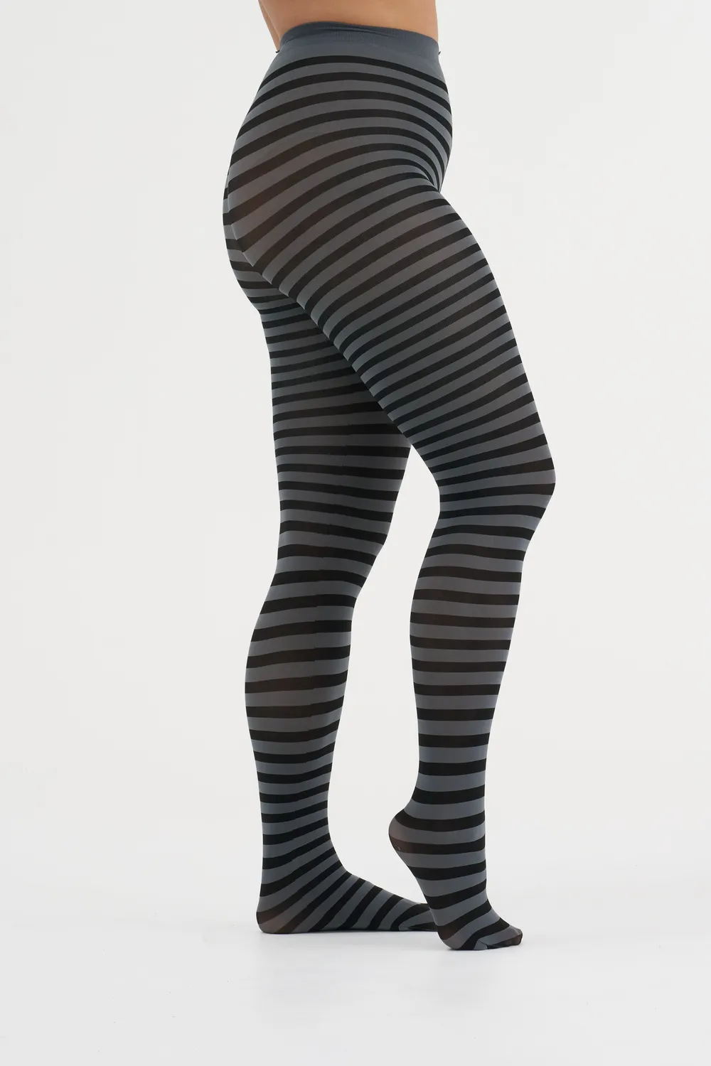Moi Nini stripe strømpebukser mellemgrå 80 denier