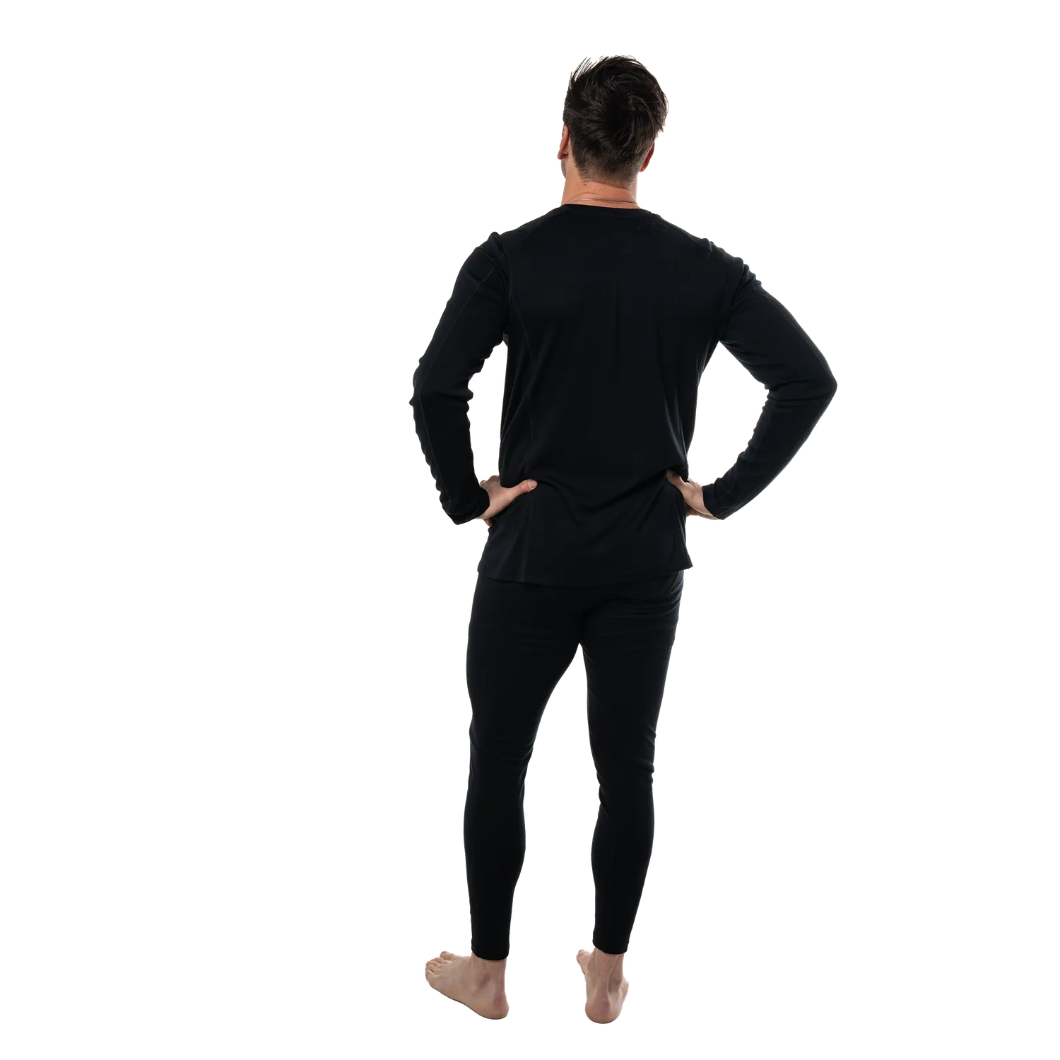 Point6 Men's Base Layer Long Sleeve Mid-Weight Crew uldtrøje sort