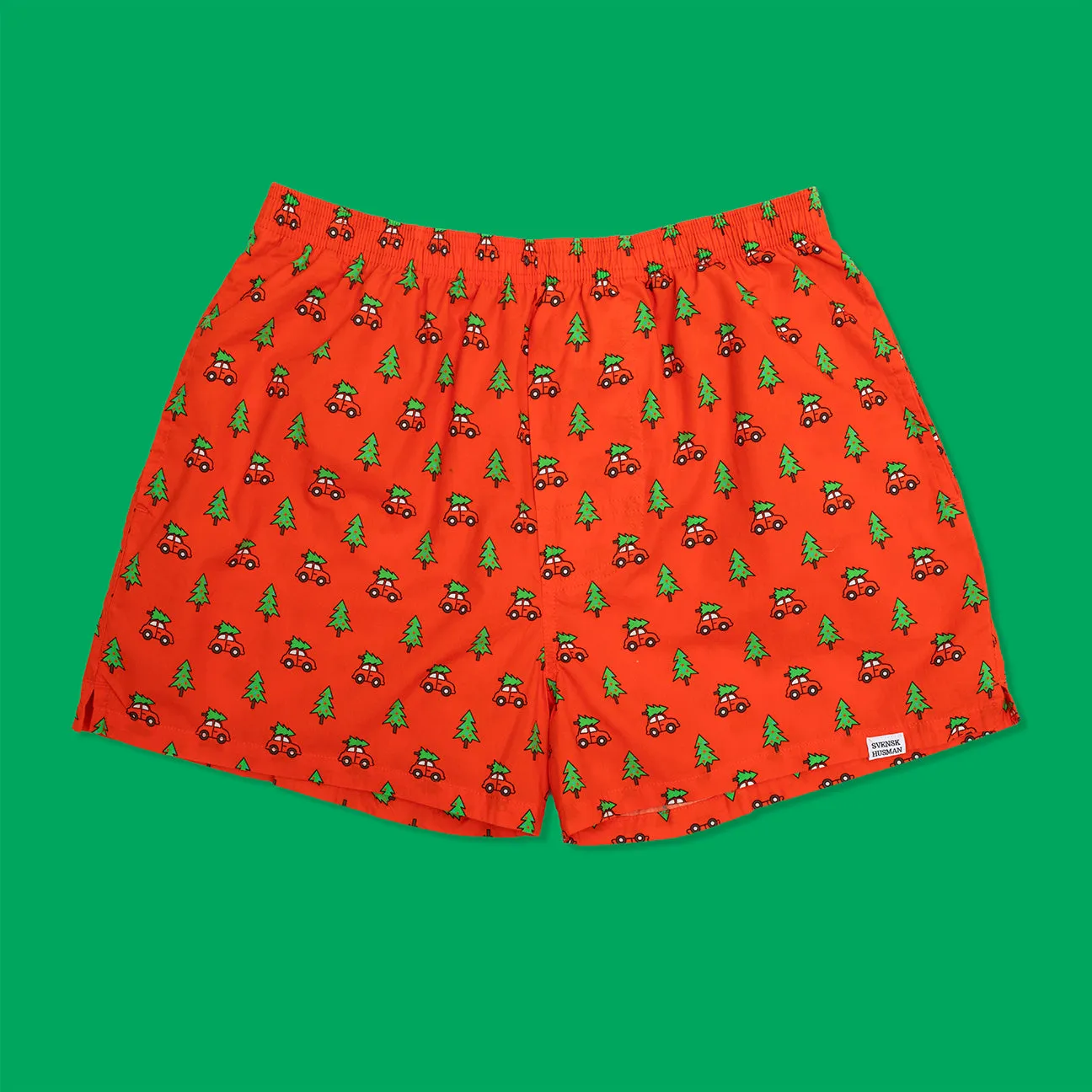 Svensk Husman Gran på Bil boxershorts unisex lommer