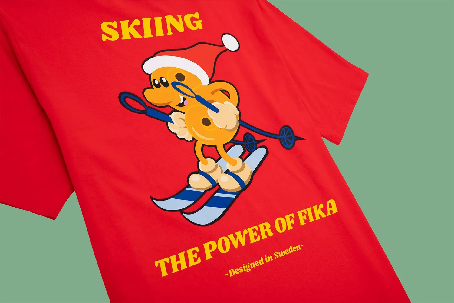 Svensk Husman Skiløb Lussebulle t-shirt rød oversize