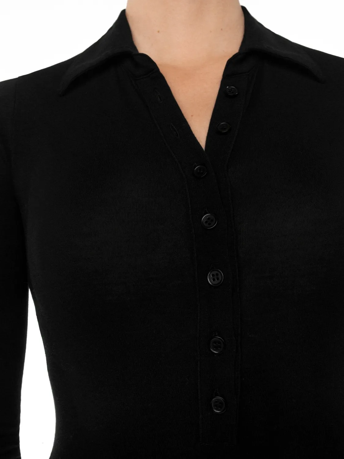 Fogal Zurich bodysuit langærmet polo sort bomuld-modal